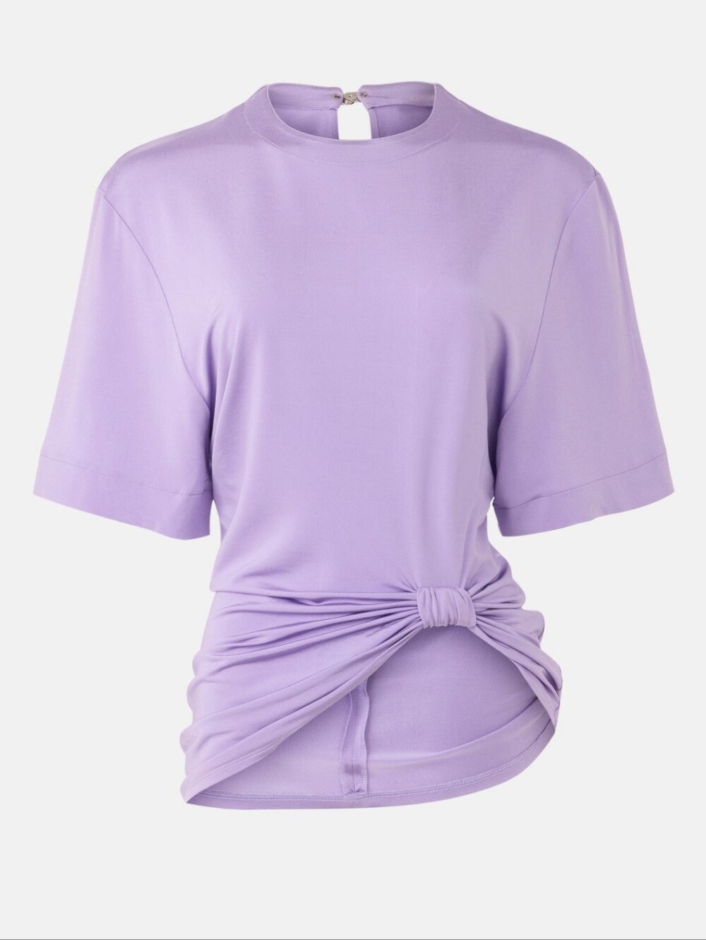 Rabanne Haut Knotted Top Crew Neck Short Sleeves Back Button Size 4